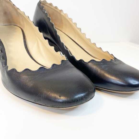 Chloe Black Scalloped Heels with Block Heel - Picture 3 of 8